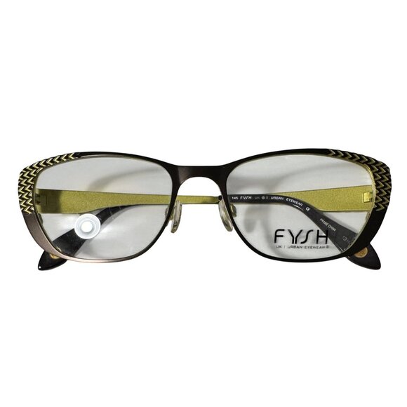Fysh Urban Eyewear Glasses Frame Only 3501 620 52-19-145 Unisex Brown Chartreuse - Picture 8 of 10